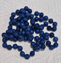 Long Flapper 36 In Lapis Stone Necklace Vintage Knotted.