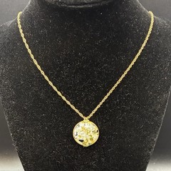 Vintage 12k Yellow Gold Filled Lucite Gold Fleck Confetti GF Pendant Necklace