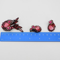 Juliana D&E Brooch Earrings Amethyst Purple Rose Pink Givre Stripe Pin Set Book