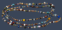 Vintage Artisan Beaded Necklace Glass Beads Mixed Colors Sizes 60″ OOAK Boho Art