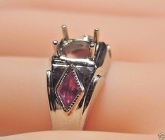 Antique Art Deco Setting 20K White Gold Mounting Hold 6 MM Ring Size 8 UK-P