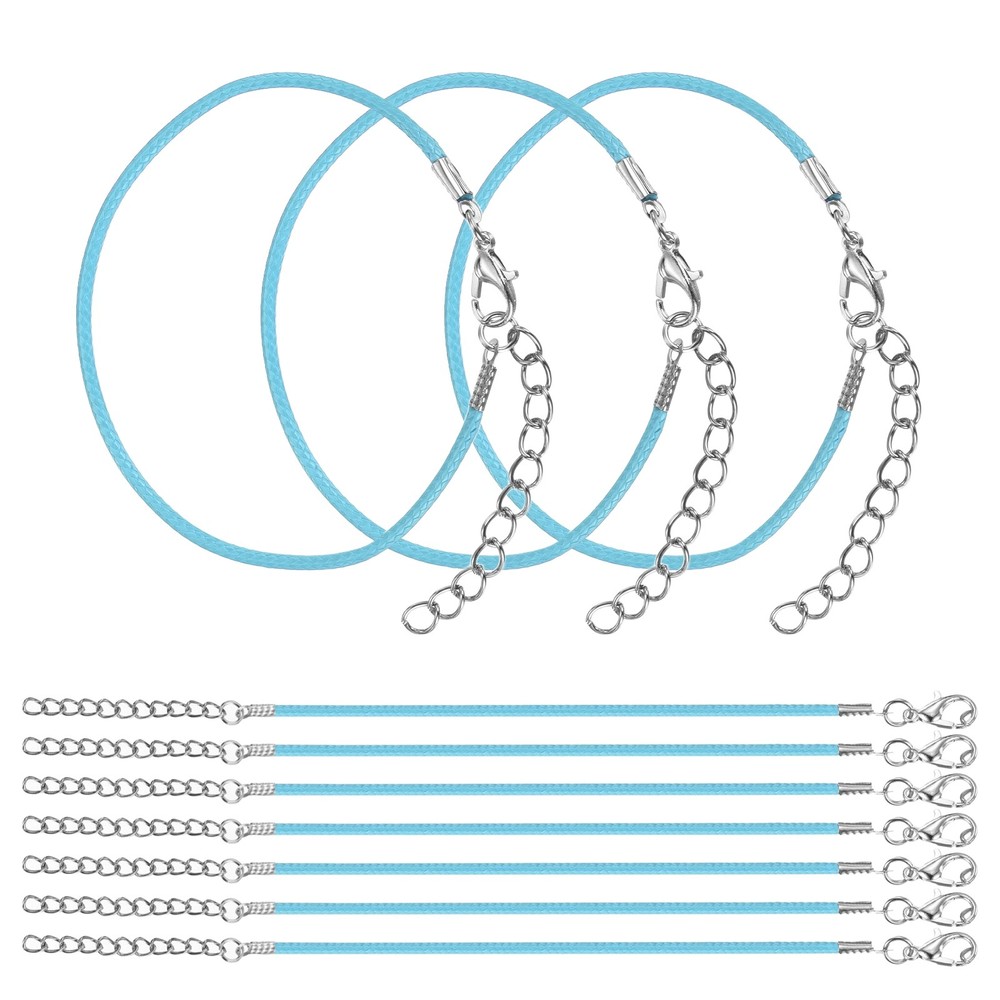 10 PCS Light Blue Bracelet Cord,9″ 2mm Cord with Clasp for Bracelet