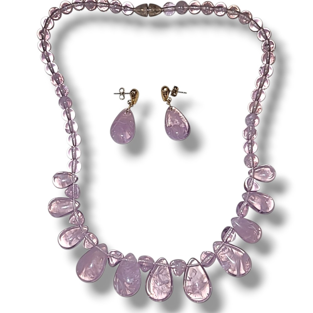 Vintage Avon Lavender Soft Sophistication Necklace Earring Set Purple