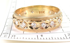 Antique 1920’s Diamond Eternity Wedding Band 14KY Ring Sz 6 UK-L1/2 6MM EGL USA