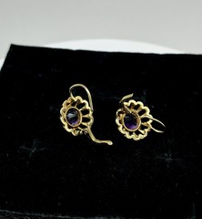 Vintage 14K Yellow Gold 1.00ct Amethyst Halo Jacket Women’s Earring