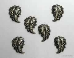 #3453 ANTIQUED GOLD LEFT & RIGHT LEAVES W/TOP HANG HOLE – 12 Pc Lot (6 Pair)