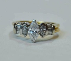 2.90 Ct Diamond Art Deco Antique Vintage Engagement Ring Set 14K Yellow Gold FN