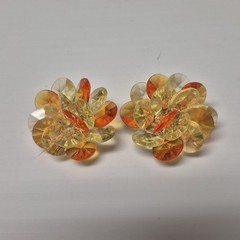 W Germany Necklace & Clip On Earrings Translucent Plastic Lucite Beaded Vtg