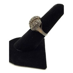 Vintage Sterling Silver Gunmetal Bow tie Pavé Dome Cocktail Ring