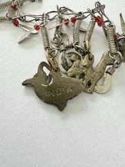 Vintage Silver Tone Cha Cha Statement Necklace, Tribal Charm Necklace Animals