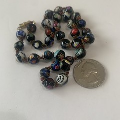 Vintage Venetian Millefiori Glass Beaded Necklace Hand Knotted. N79