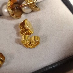 Pair of Vintage 14 Karat Gold Pearl Studded Post Earrings Germany (extra back)