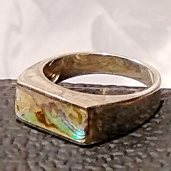 Ring Size 6.75 Vintage Sterling Silver 925 FAS Abalone Mother of Pearl Style