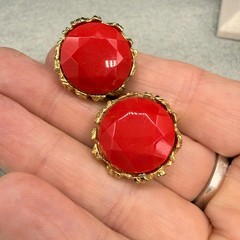 Vintage Button Earring Lot Screw Back Clip Ons Glass Acrylic Metal 6 Pair