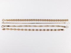 Vtg Bracelet Lot Twisted Rope Flat Snake Chain Puff Mariner Square Link Gold Ton