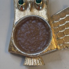 Vintage 1960’s Avon Green Eyed Perfume Owl Brooch Pin Gold Tone