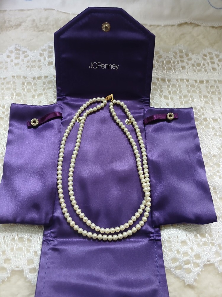 Vintage JC Penny Faux Pearl Double Strand Necklace