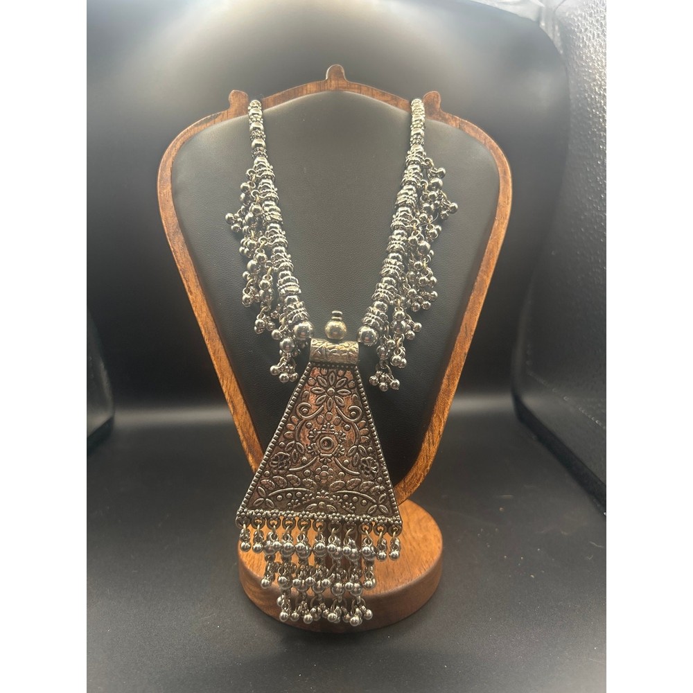 Vintage SE Asian Tribal Statement Pendant Necklace Cord Adjustable