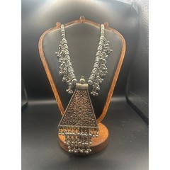 Vintage SE Asian Tribal Statement Pendant Necklace Cord Adjustable