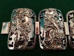 Marino Wide Panel Silver Plate Bracelet Acanthus Leaf Repousse Victorian Revival