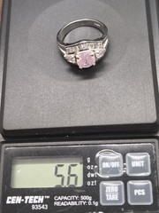 Vtg STUNNING Sterling Silver 925 PINK ICE TOPAZ Cz Details Ring Signed FAS Sz 8