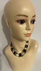 Victorian Silver Filigree Opercullum/Shiva Shell 15 3/4″ Choker Necklace #9107
