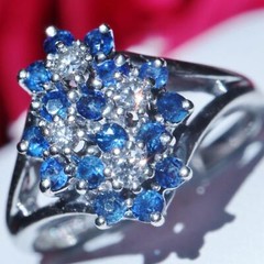 14k white gold sz 4 ring 0.94ct treated Ceylon sapphire diamond 4.0gr C-51