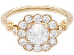Antique Contemporary 1.69 Ct Old Cut Diamond 18k Rose Gold Cluster Ring Size 6