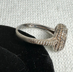 Sterling Silver Ring with Faceted Teardrop CZ Set in Stamped Silver – Size 6.25
