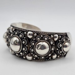 Vintage SIAM 925 Sterling Silver Granulated Dome Wide Bold Cuff Bracelet *READ*