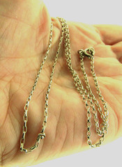 Sterling Silver Oval Link Chain Necklace 2mm 19 inch 2.21g