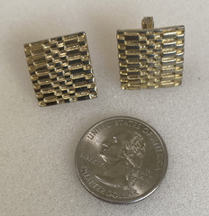 Monet Gold Tone Clip On Earrings Rectangle Vintage Costume Jewelry E17