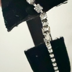 Handmade Victorian Black Velvet Trim + Rhinestone Choker – 14.5 in