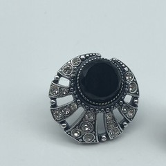 Vintage rhinestone black enamel stud earrings unsigned elegant