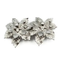SILVERY MAPLE Leaf Vintage 1958 Clip On Earrings