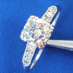 Original EARTH MINED DIAMOND Deco Engagement RING Vintage PLATINUM Solitaire 1 C