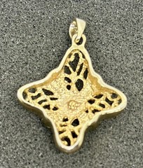 Vintage Gold Plated Clear Rhinestone Ornate Filigree Art Deco Pendant
