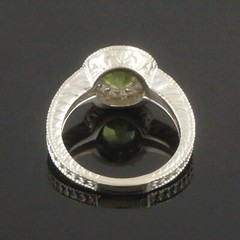 Solid 14K White Gold 1.00 Ct Peridot & .50 CTW Diamond Halo Estate Ring