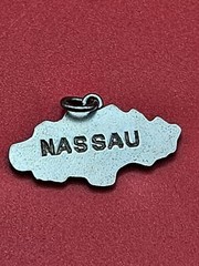 Sterling Silver Map of NASSAU Bahamas Vintage Souvenir Charm Pendant