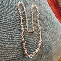 Hand Strung Glass/ Crystal? Faceted Beads White / Clear Graduated Necklace