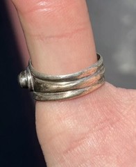 Vintage 3 Stone Triple Moonstone Oval Sterling Silver 925 Sz 9.75 Ring