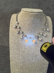 Vintage Rhinestone Necklace Choker Signed Gale Silver Tone 1950s 1960s Glows!