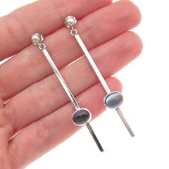 Judy Kouka 925 Sterling Silver Vintage Real London Blue Topaz Dangle Earrings