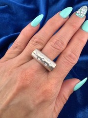 Vintage 18K White Gold Contemporary Style 0.14 ctw. Flush Set Diamond Wide Ring