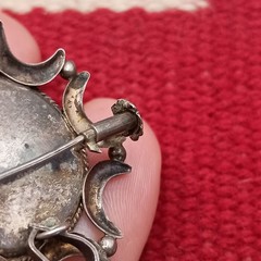 Antique Sterling Silver Lapis Lazuli Brooch Pendant Trombone Clasp