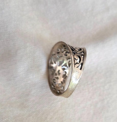 Vtg Signed Mark Anthony Open Work Heart Design Size 8 Sterling Silver Band Ring