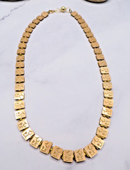 Antique 12k Yellow Gold Silver Book Sandwich Reversible Chain 18″ Necklace #110