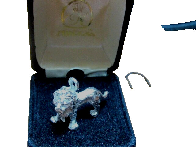Vintage House of Nikolas Sterling 3 D Lion Pendant Charm in Box