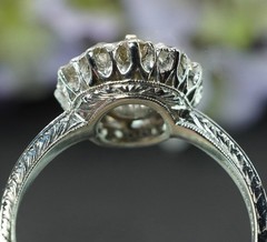 GIA Edwardian Platinum Old European Diamond Engagement Halo Ring 1.57ct