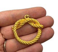 Vintage Gold Tone Twisted Rope Knotted Pendant